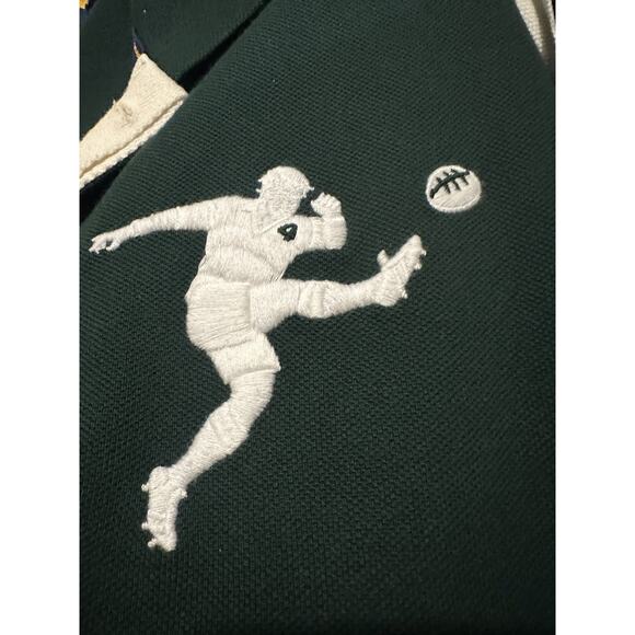 Ralph Lauren Rugby Shirt Men’s M Green Cream Long Sleeve Embroidered Player RRL - Picture 5 of 8